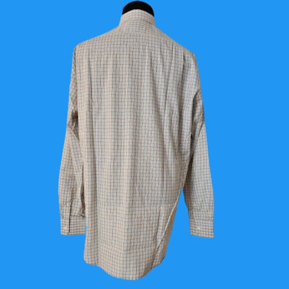 MOHAN CUSTOM TAILORS INC MEN LONG SLEEVE Plaid DRESS SHIRT - SIZE 17.5 - Picture 5 of 6